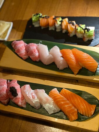 Kata Robata signature dishes Miso Crusted Bone Marrow, Texas Hamachi, Lobster and Crab Ramen, Foie Gras Nigiri
